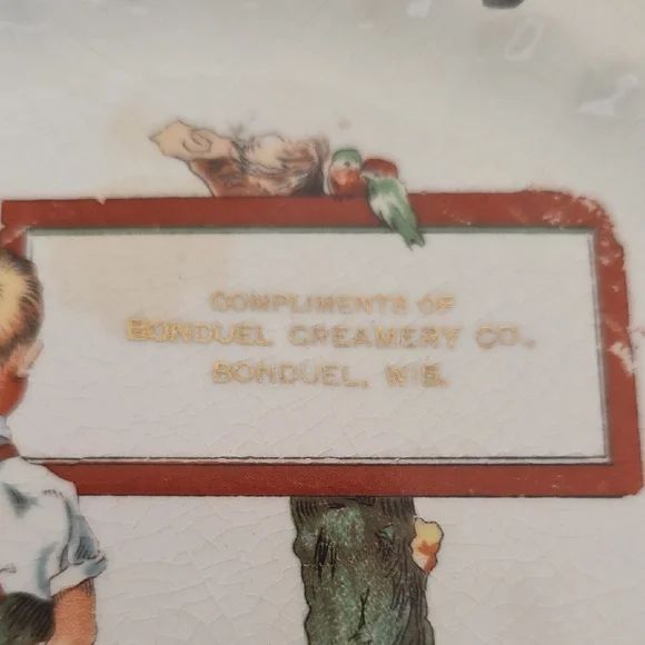 Vintage Porcelain Advertising Plate with Gold Trim - 1930 - Picture 5 of 9